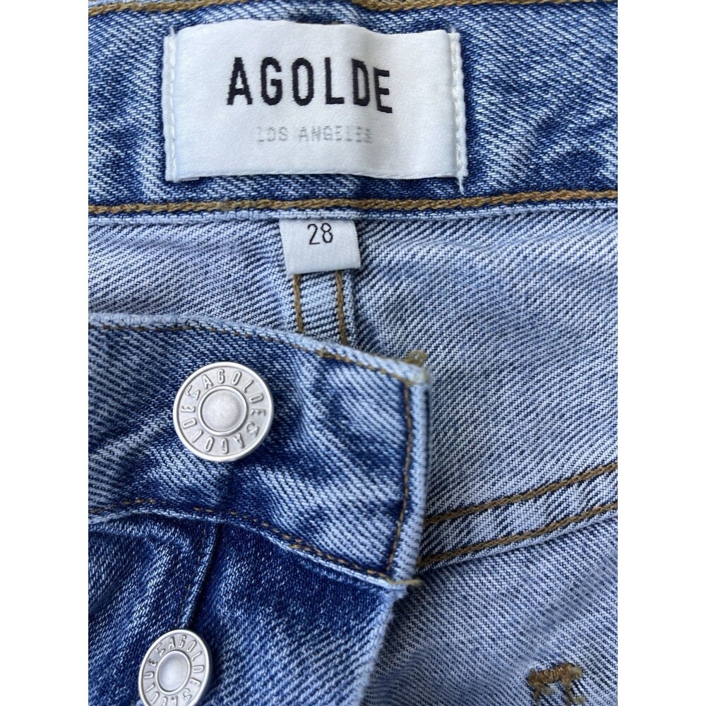 Agolde 90s Pinch Waist High Rise Jeans Women’s Size 28 Button Fly Distressed Hem - Picture 6 of 9